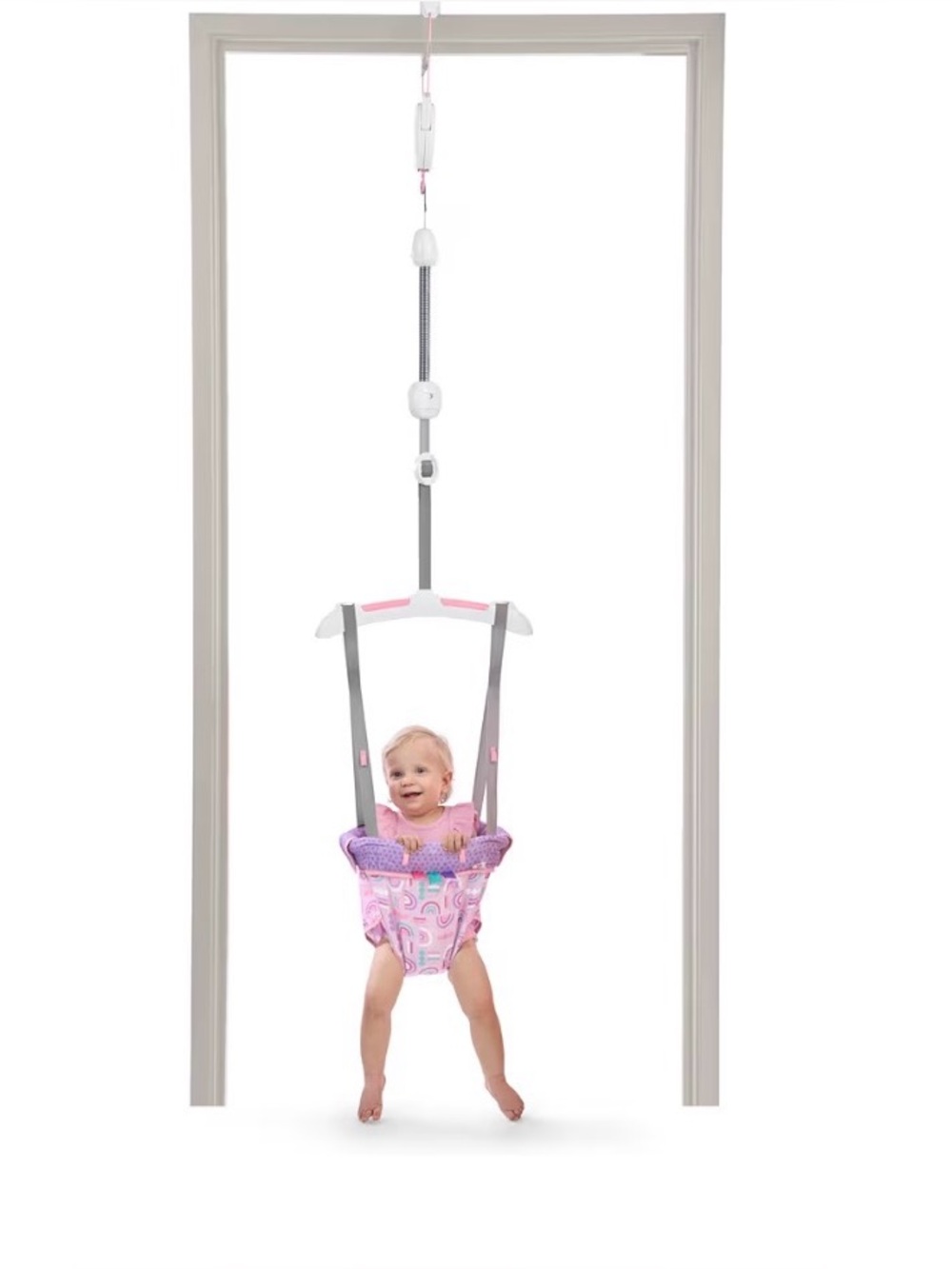 NWT Bright Starts Infant Door Bouncer - Pink Rainbow